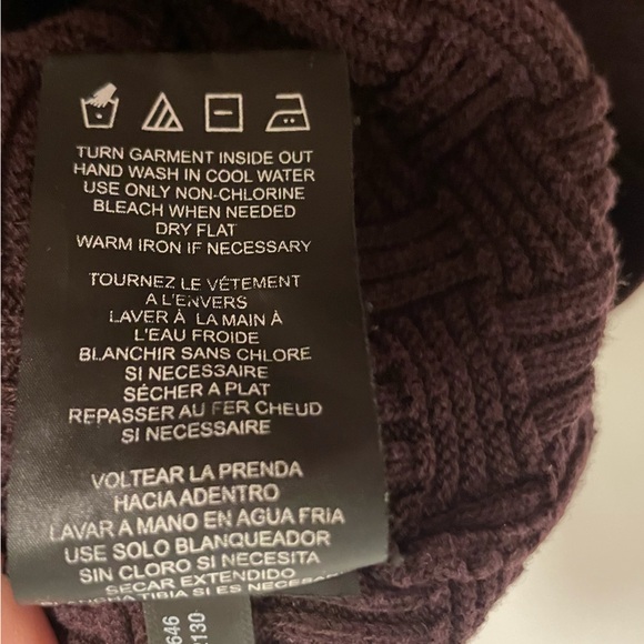 Karl Lagerfeld Eggplant Purple Textured Pattern Oversized Long Sleeve Sweater - Picture 6 of 8